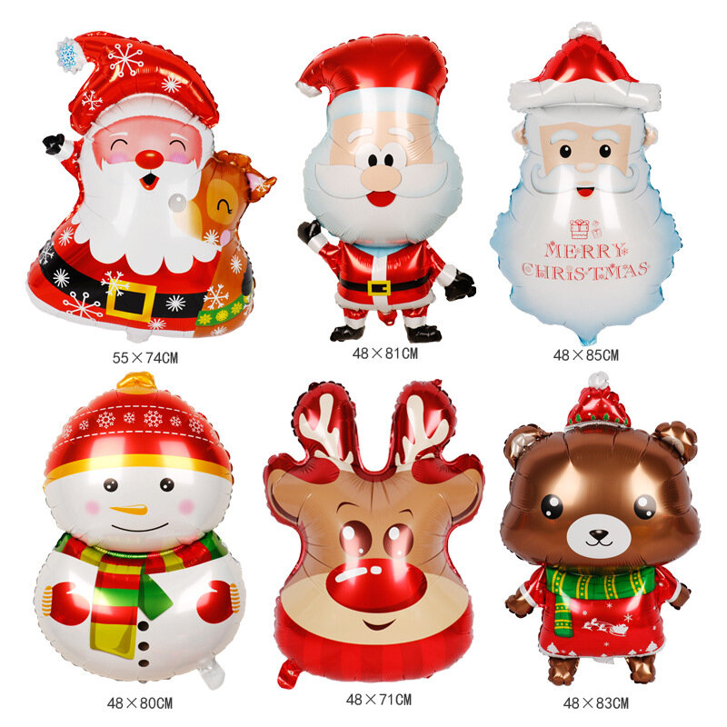 Рождественские воздушные шары, украшения, Санта-Клаус, лось, снеговик, алюминиевая пленка, латексные шары большого размера, шары с номером ...