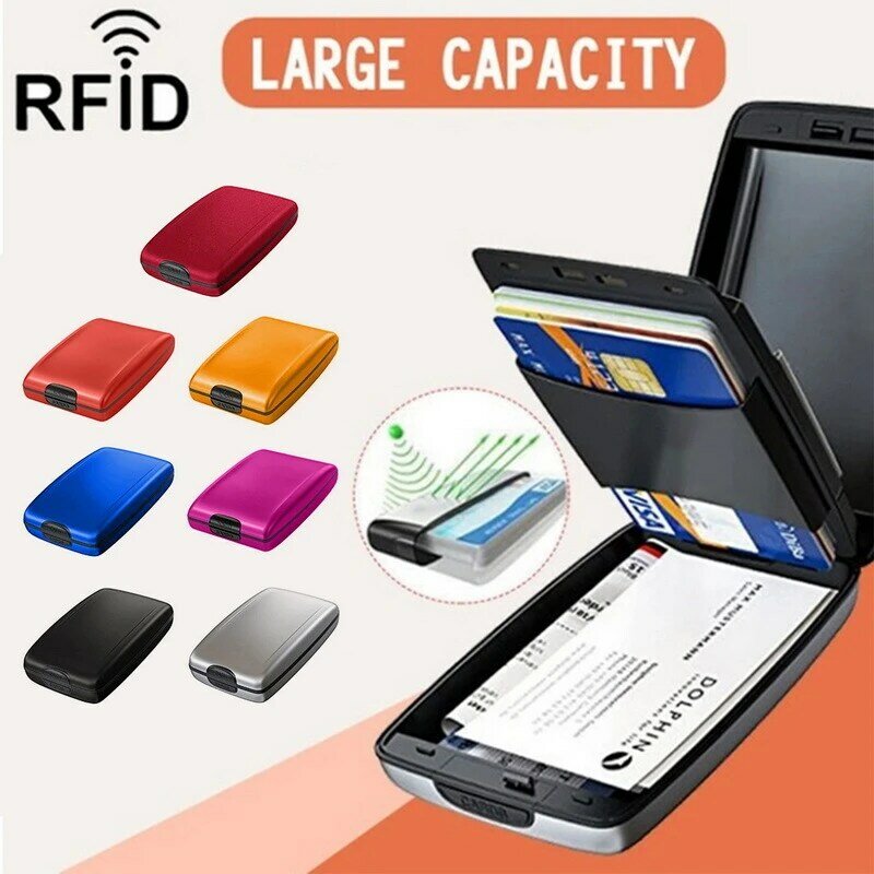 다기능 안티 RFID 신용 카드 홀더 남녀 금속 빈티지 알루미늄 상자 세 배 금속 패션 카드 지갑