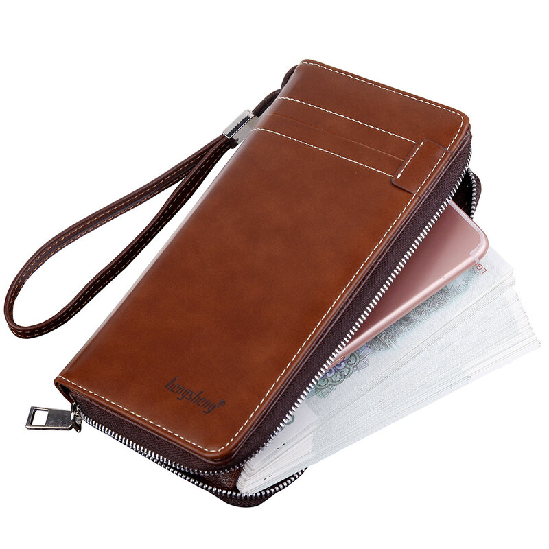 JIFANPAUL  Men's Clutch Wallet Men Wallet Men's Long Zipper European and American Wallet Large Capacity Wallet Mobile Phone Bag