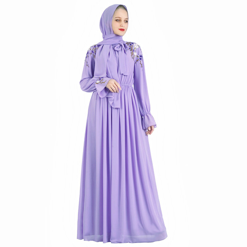สีม่วงAbayaดูไบตุรกีมุสลิมKaftan Caftan Abayasอิสลามเสื้อผ้าชุดแอฟริกันสำหรับสตรีRobe De Moda Musulmanaโอมาน