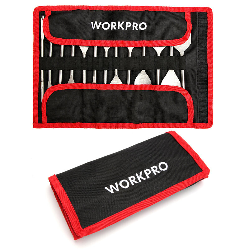 WORKPRO-Juego de brocas planas para carpintería, 13 piezas, 6-38mm, juegos de herramientas manuales