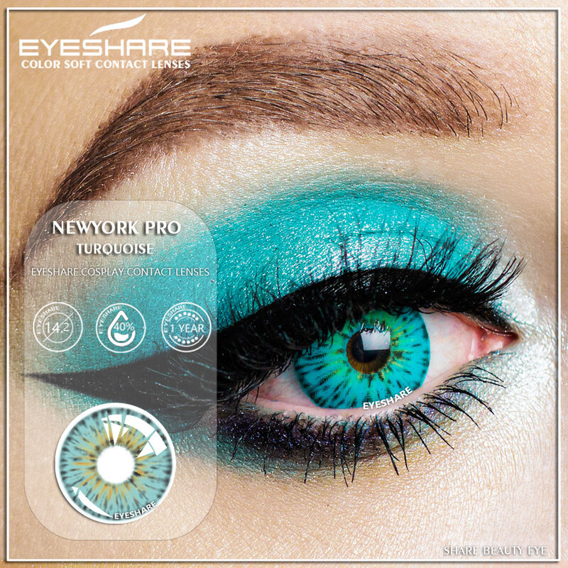 Lentes de contato da cor do eyeshare gogh cinza 1 par nova york pro colorido contactlen para os olhos anuais belos pupilas contatos cosméticos
