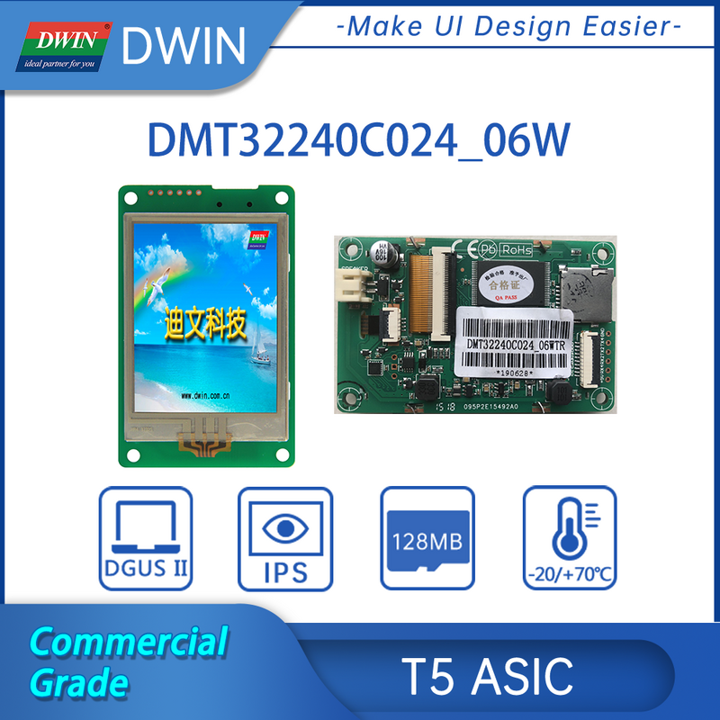 DWIN 2.4 Inch HMI Intelligent UART TFT LCD Display Module 240*320 For Arduino nano Touch Screen TN Panel With Control Board