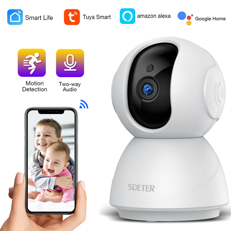 Caméra IP intérieure SDETER Wifi 3MP HD Pan & Tilt Audio bidirectionnel Enregistrement 24h/24 et 7j/7 Détection de mouvement Caméra domestique intelligente sans fil pour bébé nounou