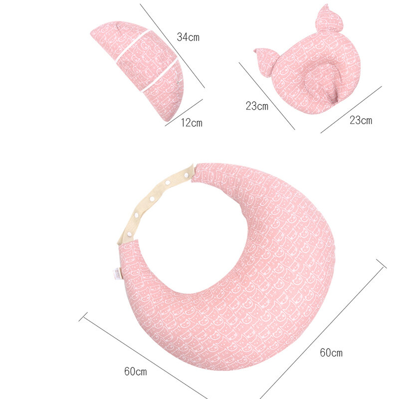 Almohada de lactancia ajustable para bebé recién nacido, cojín de maternidad en forma de U para amamantar, de algodón, cuidado del bebé