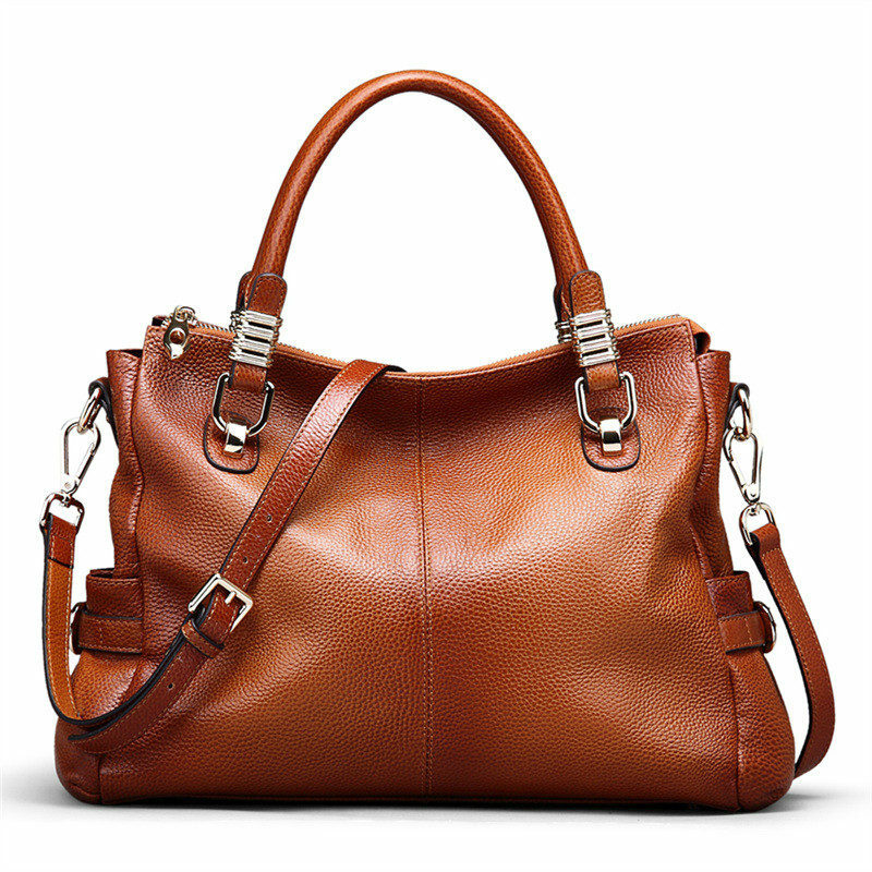 Nesitu-bolsa feminina de couro legítimo marrom vintage com grande capacidade, bolsas de mão, bolsa de ombro messeger feminina m8866