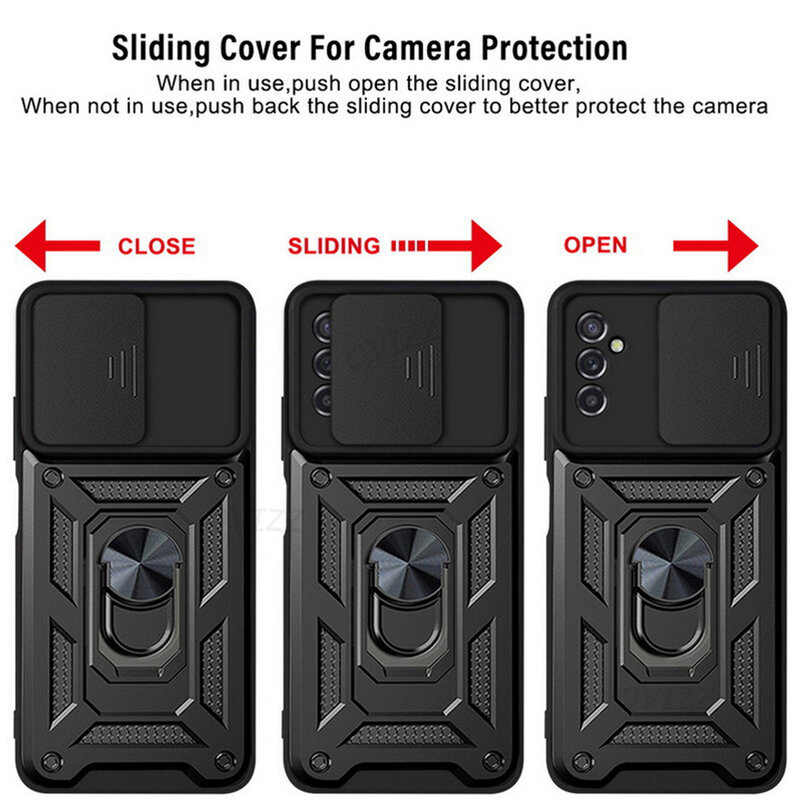 Slide Camera Lens Case Voor Oppo Realme 8 Pro 5 C3 C21 A5S A9 2020 A3S A15S A32 A52 A54 a74 Militaire Grade Bumpers Armor Cover