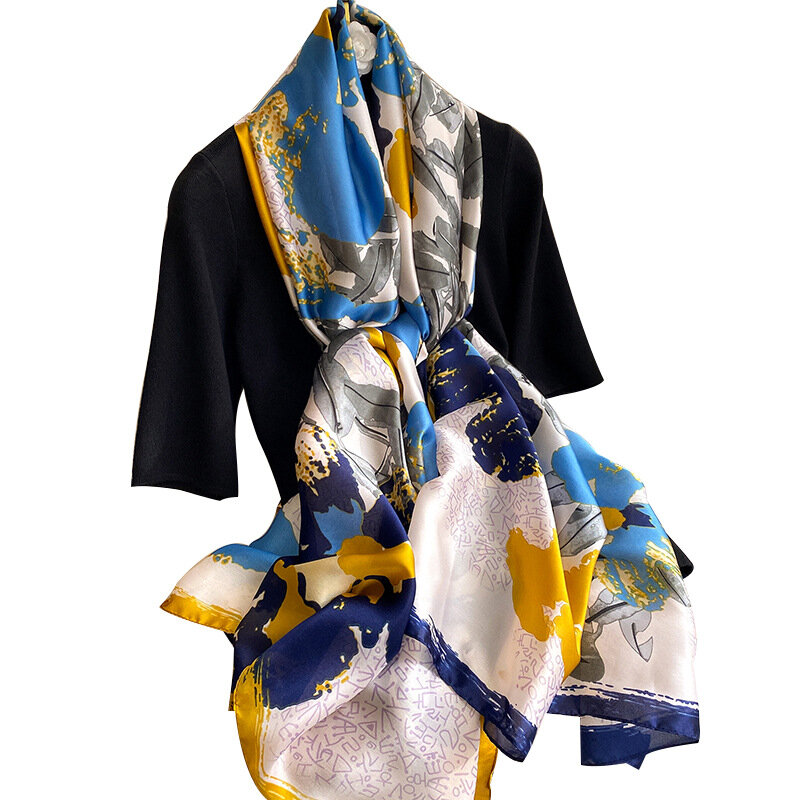 Bufanda de seda de 180x90cm para mujer, pañuelo largo envolvente, Hijab, silencioso, Sarong de playa, chal de moda, venta al por mayor, 2021