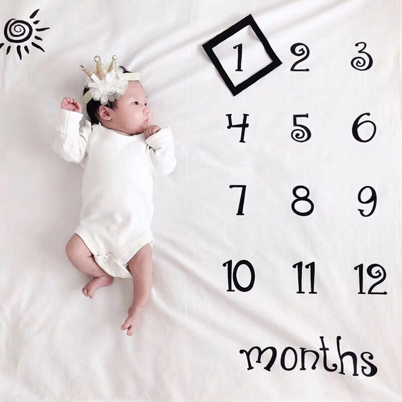 Milestone Fotografie Props Pasgeboren Baby Fotografie Deken Maandelijkse Groei Deken Achtergrond Doek Herdenken Tapijt 100X100cm