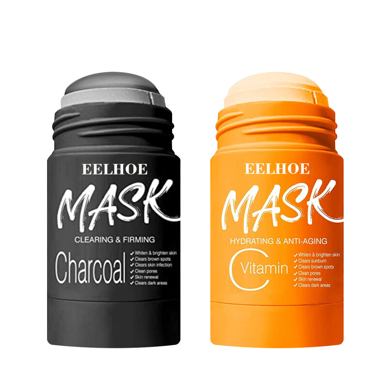 Maschera al carbone maschera alla vitamina C per maschera in Stick di argilla purificante per il controllo dell'olio di comedone e pori puliti maschera solida 40g