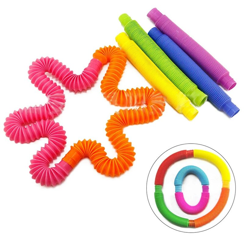 8個カラフルなプラスチックポップチューブコイル子供クリエイティブ魔法toyscircleおかしいおもちゃ早期開発教育折りたたみおもちゃ