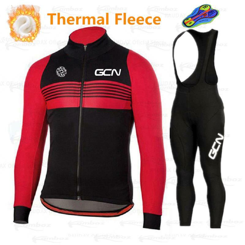 2021 GCN Winter Hot Wool Men Cycling Jersey set Outdoor Sportswear MTB Bike Uniform Cycling Kit Mallot Ciclismo Bicycle Clothing