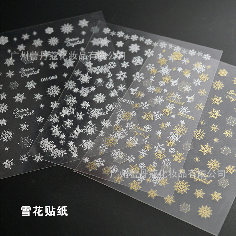 10Pcs Sneeuwvlok Nail Art Decals Decoratie Zelfklevende Nail Art Stickers Manicure Ontwerp Witte Sneeuw Sticker Voor Nail Design