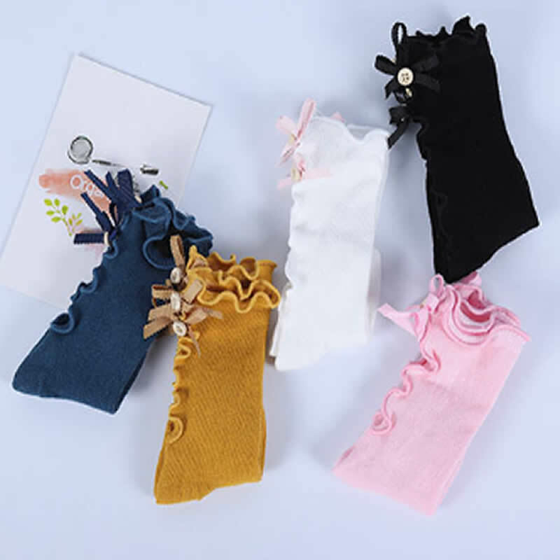 Newborn baby Socks Toddlers Girls bowknot Knitted Knee High Long Soft Cotton Lace baby Socks meisje Girls lace agaric sock