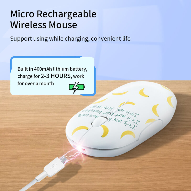 2,4G Wireless Maus Wiederaufladbare Niedliche Cartoon Optische Maus Ultra Dünne USB Büro PC Mäuse Ergonomische Gamer Stille Mause Tragbare