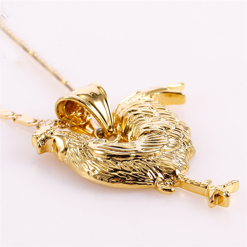 New Fashion Chicken Necklace For Women Men Fashion Rooster Pendant Chain Necklace Jewelry Gallo Medalla Con Cadena De Oro