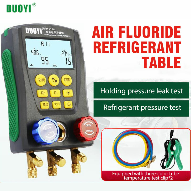 DUOYI Refrigeration Digital R410a Manifold Pressure Gauge Vacuum Pressure Temperature Meter Test Air-Conditioning PK TESTO 550