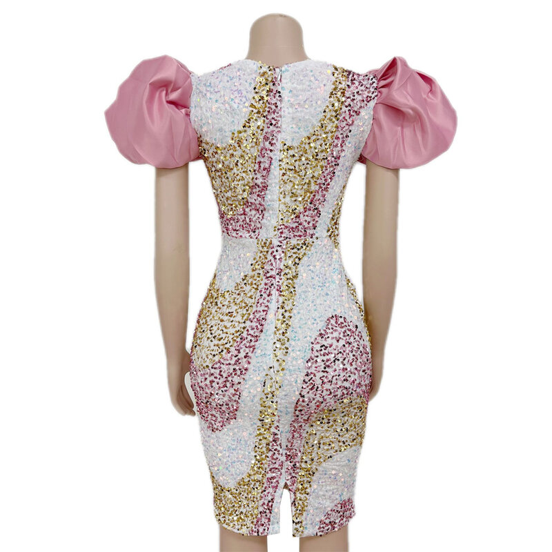 Gaun Payet Afrika MD untuk Wanita 2022 Gaun Malam Mode Baru Gaun Seksi Bodycon Lengan Puff Pakaian Turki Jubah Kaftans