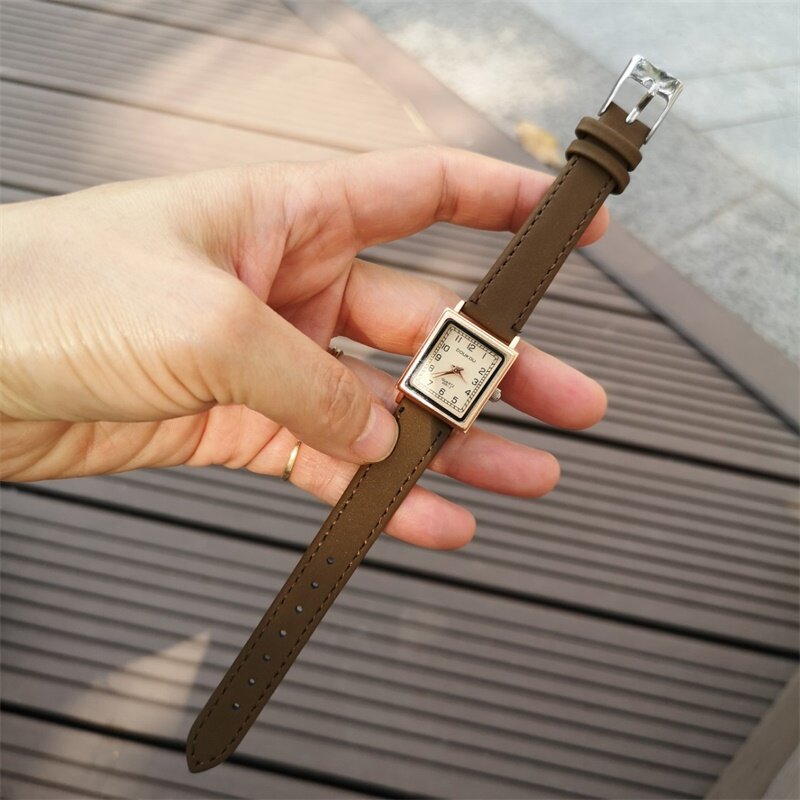 Relógio de pulso das senhoras do design quadrado de moda de luxo do vintage relógios femininos de couro casual pequena fêmea de quartzo zegarek damski