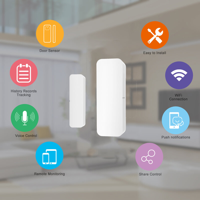 Tuya Smart Door Window Sensor porta WiFi rilevatori aperti/chiusi allarme di sicurezza compatibile con Alexa Google Home App Smart Life