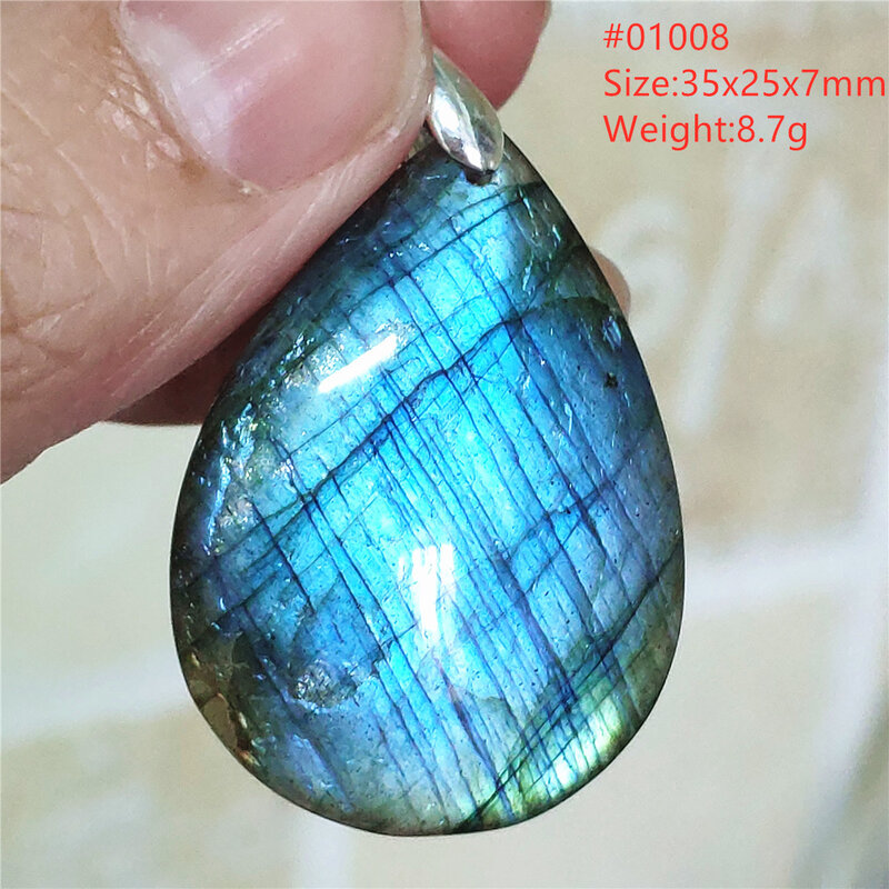 Chính Hãng Labradorite Tự Nhiên Ánh Sáng Xanh Dương Mặt Dây Chuyền Nữ Hình Giọt Nước Hình Bầu Dục Xà Cừ Labradorit Dây Pha Lê Quý Hiếm AAAAAA