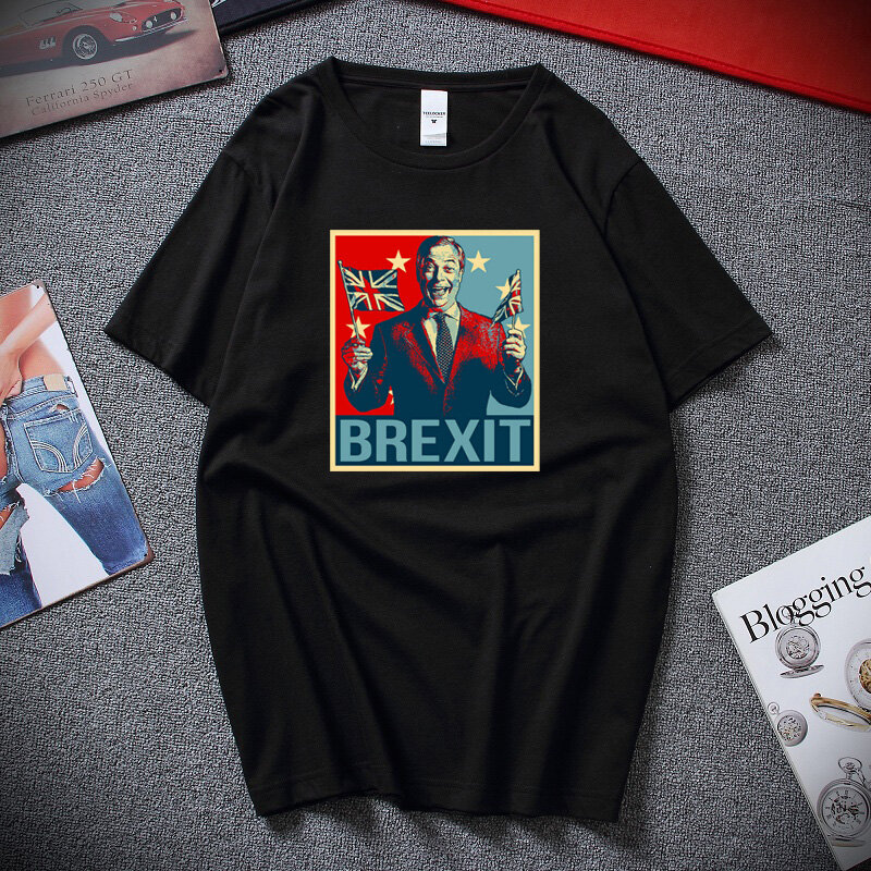 Brexit-Camiseta de manga corta de algodón Unisex, camisa de manga corta con bandera divertida, Brexit, de talla europea