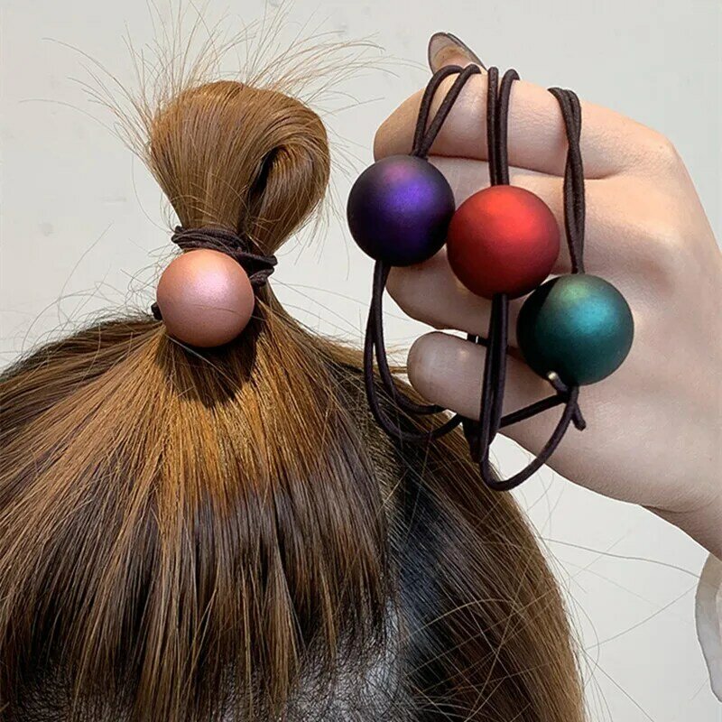 Accesorios para el cabello para niña coreana, bola esmerilada, cuerda para el cabello Simple, banda de goma negra, diadema elástica alta, tocado de cola de caballo para mujer