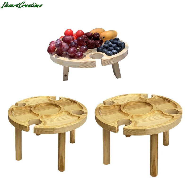 Original de madeira mesas ao ar livre dobrável piquenique-mesa com suporte de vidro 2 em 1 vinho rack de vidro mesa de vinho ao ar livre mesa de madeira