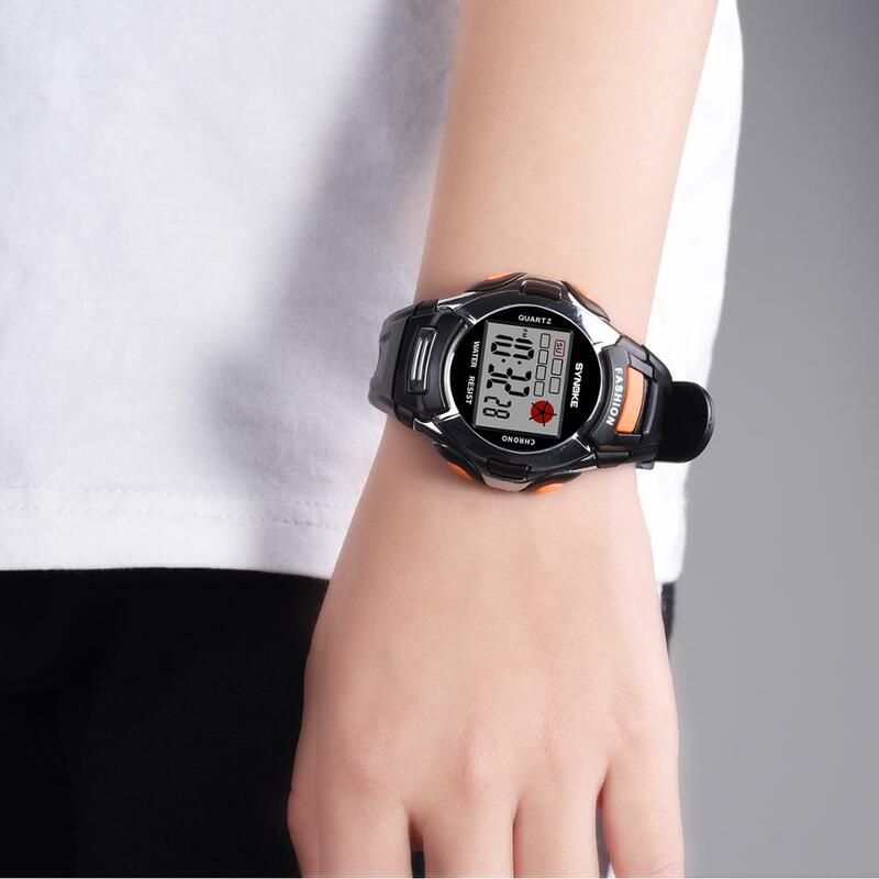 Детские цифровые часы SYNOKE, светодиодные водонепроницаемые спортивные часы с будильником для мальчиков и девочек, повседневные наручные ча...