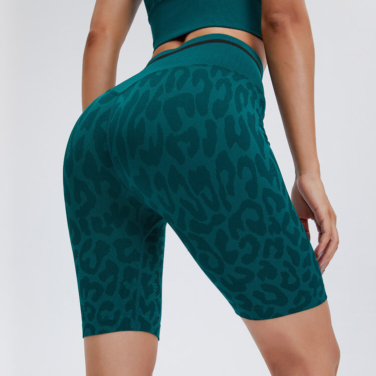 Pantalon de Yoga sans couture pour femmes, collant de sport imprimé léopard, extensible, taille haute, longueur aux genoux