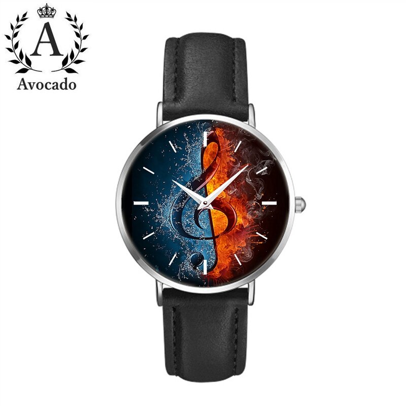 The New Burning Music Accords With Women'S Wrist Watches Leather Fashion Personality Quartz Clock
