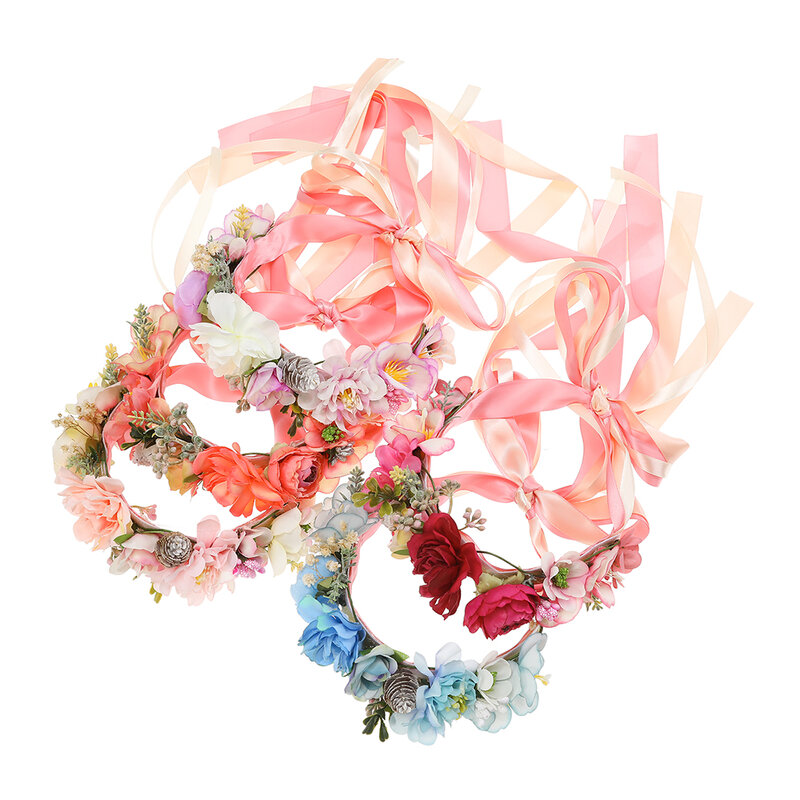 Diadema de corona de flores para boda hecha a mano de molanos, cinta para el pelo para dama de honor, arte de fotografía, accesorios para el cabello románticos