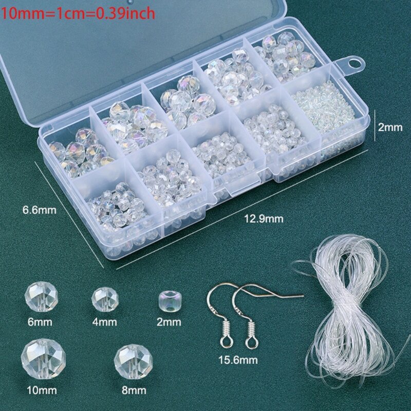 Cuentas redondas transparentes de cristal para fabricación de collares, joyería DIY L41B
