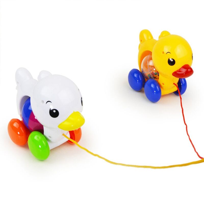 Desenhos animados puxar corda pato animais bebê chocalhos agitando sino brinquedos música handbell para crianças
