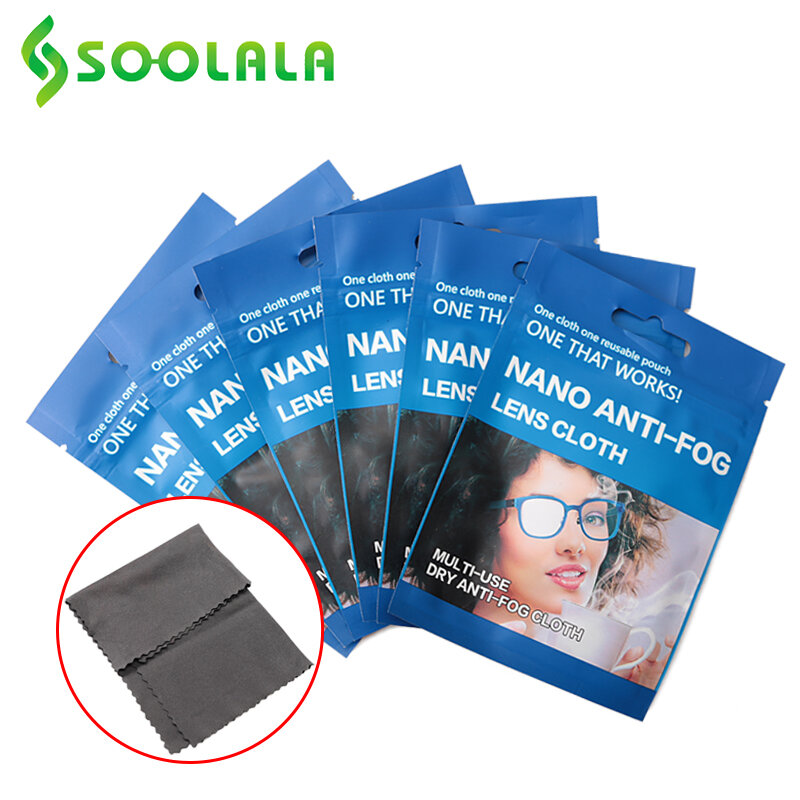 SOOLALA 6 stücke 15x 14,5 cm Mikrofaser Anti-Nebel Tuch Brillen Reiniger Für Linsen Anti-Fogging Tuch Gläser brillen Zubehör