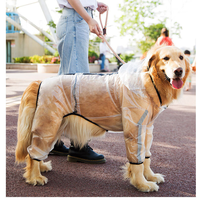 Dog Raincoat Pet Transparent Big Brim Waterproof Detachable Raincoat Pet Fashion Raincoat Clothing Pet Supplies