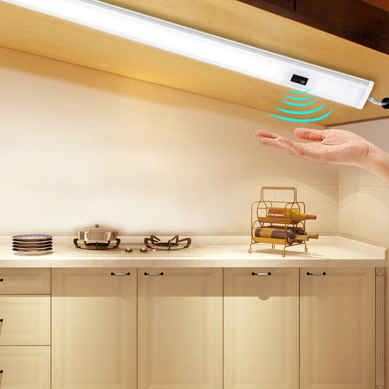 12V LED Under Cabinet Light Hand Sweep Switch Sensor Motion Dimmer Kitchen Bedroom Wardrobe Closet Bar Light for Stairs Corridor