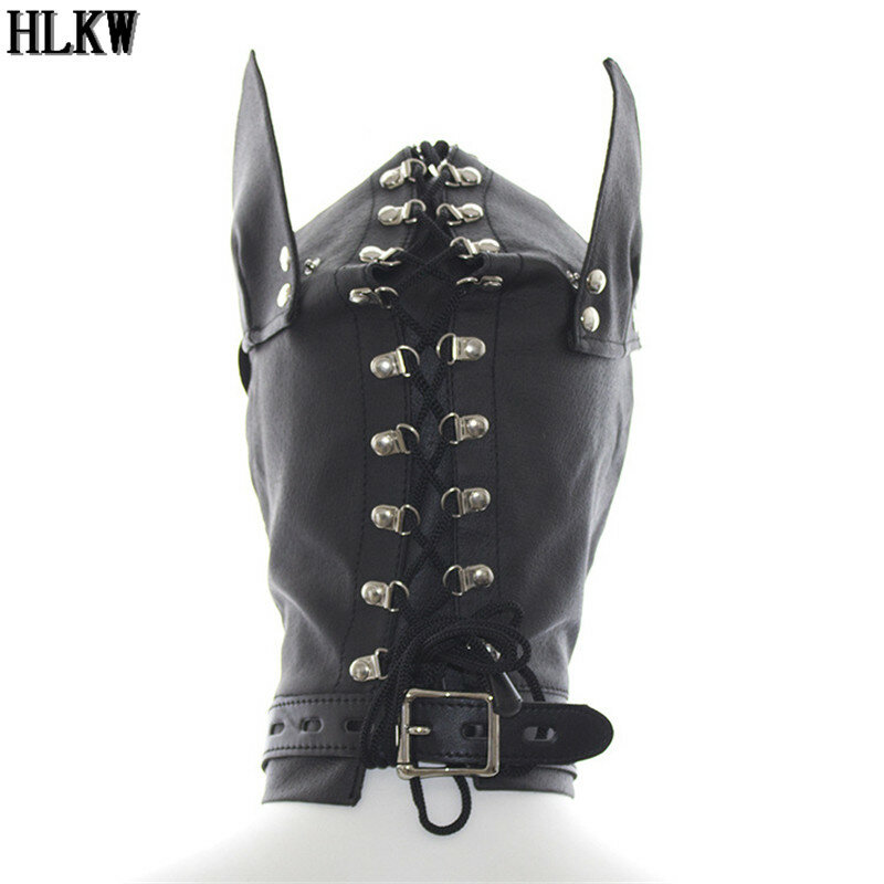 Hot Sale Sexy Dog Cosplay Costume for Couples game SM Slave BDSM bandage restraints Masks Leather Dog Head Cover Mask sex