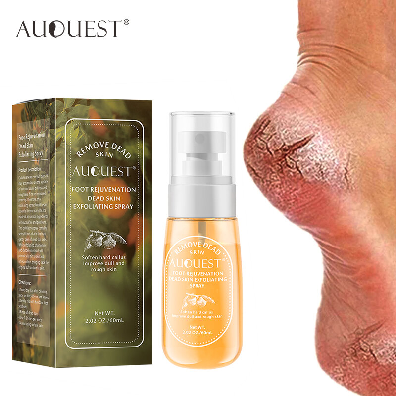AuQuest กำจัดแคลลัส Dead Skin เท้าสเปรย์ส้นเท้า Cracked Repair ครีมครีม Crack ความแห้งกร้านมือ Moisturizing Feet Care 60Ml