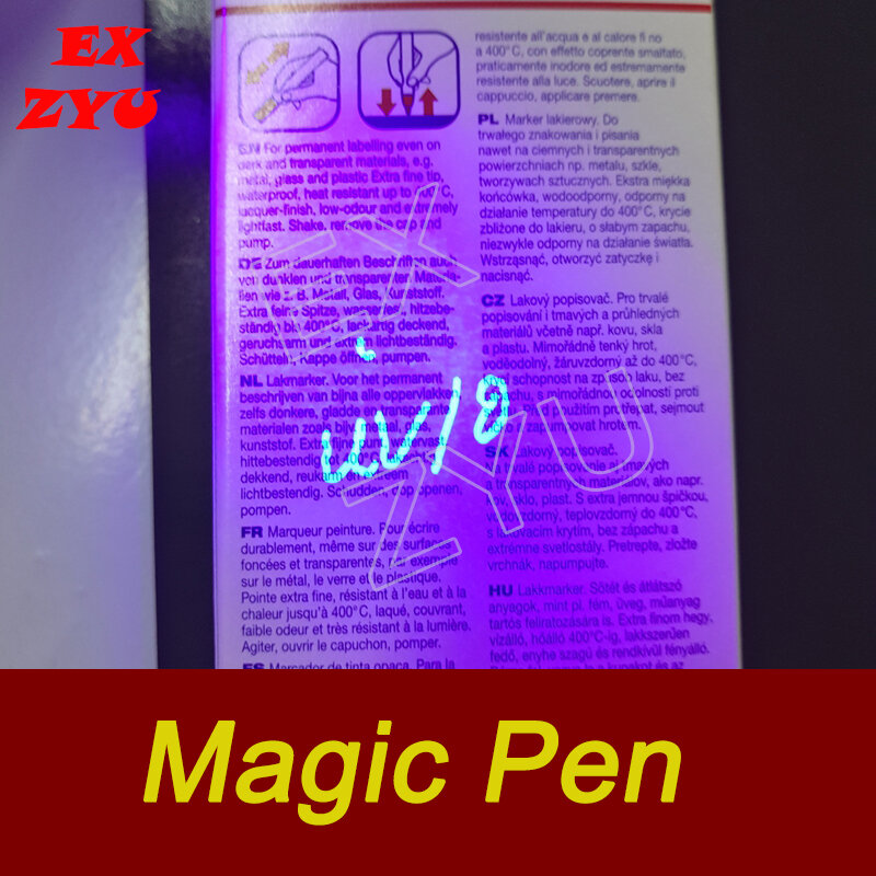 EXZYU-Bolígrafo UV de luz púrpura Anti-imitación, rayo ultravioleta mágico para pistas ocultas, accesorios de rompecabezas, accesorios de juego de sala de Escape de la vida Real