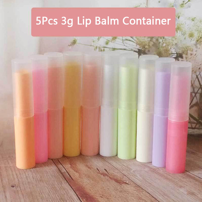 8 5 Pçs/lote 3g Lip Balm Container Com Tampas de cor Mini Vazio Lip Balm Batom Tubo Tubo de Vara