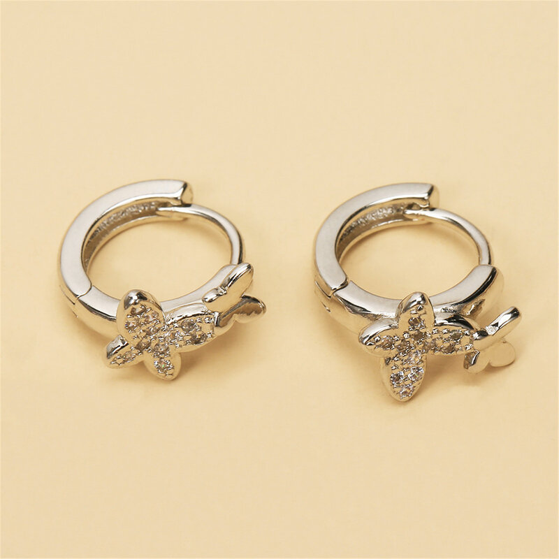 Boucles d'oreilles papillon argent massif 925, pendentif étoile plume de Cactus abeille, Rivet, bijoux de mariage C2