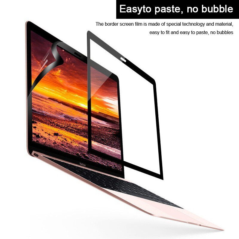 Écran de protection pour MacBook Pro Touch Bar/ Air Touch ID 13 pouces, film facile à coller sans bulles, cadre noir pour 2016/2017/2018/2019