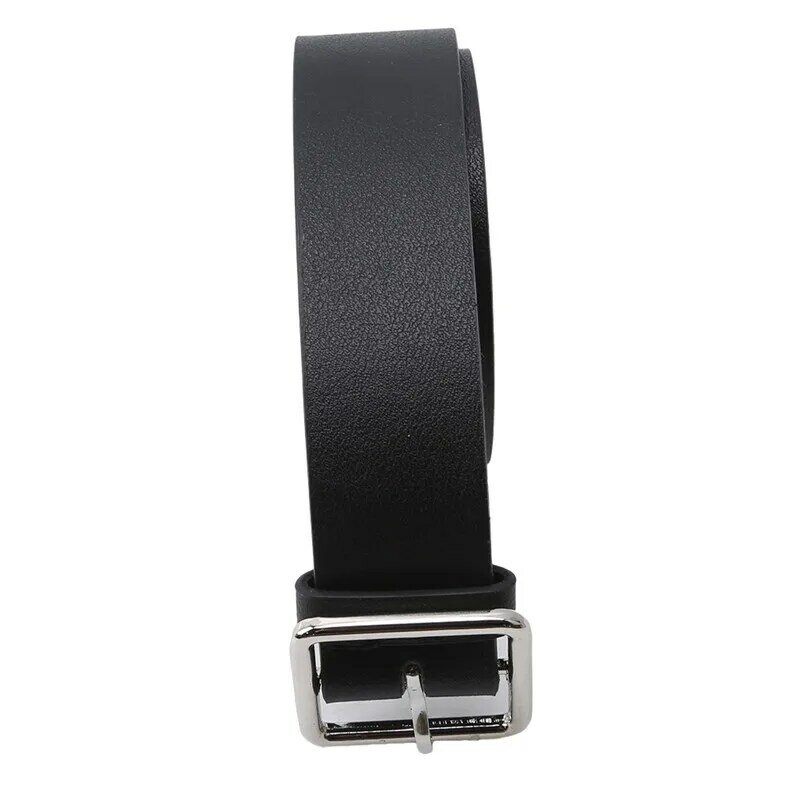 Cinturón de cuero con hebilla cuadrada para mujer cinturón negro Vi 