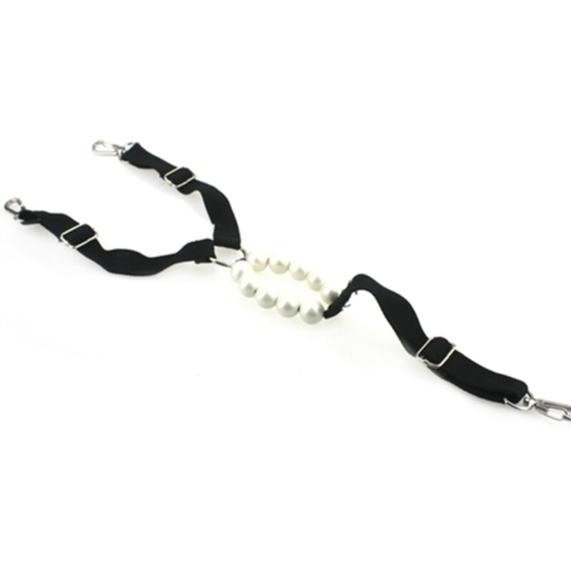 Female Pearl Panties Stimulating Beads Crotchless G-String Thong With Handcuff For Woman Massage Restraints Bondage Kit Black
