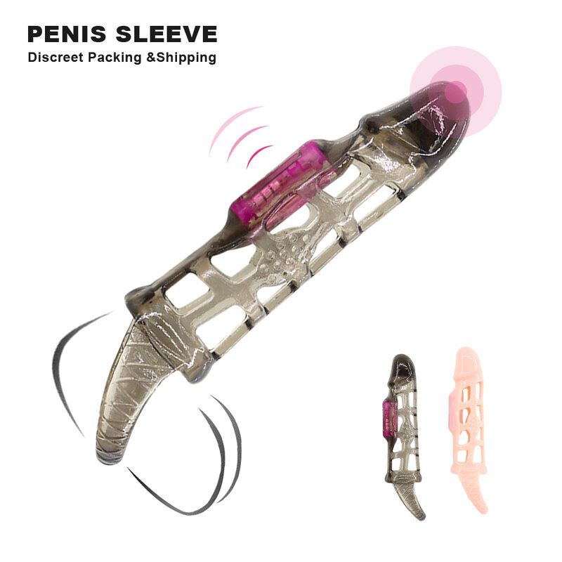 Exvoid pau alargamento galo vibratório anel pênis manga vibrador brinquedos sexuais para homens ereção galo extensor reutilizável preservativo