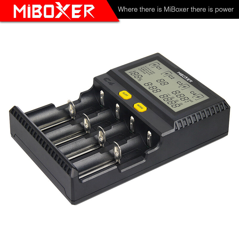 MiBoxer C4 Pengisi Daya Baterai Versi Terbaru V4 Slot Keempat Dapat Dibuang untuk Menguji Kapasitas Baterai Yang Sebenarnya