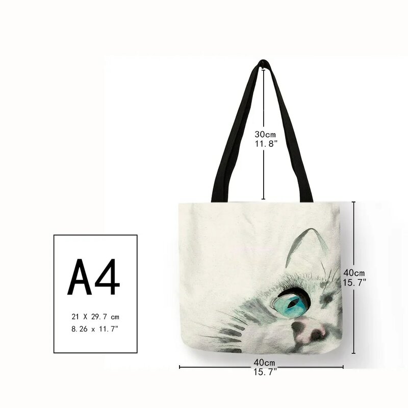 Aquarelle peint à la main sacs fourre-tout Floral mignon chat impression sac à bandoulière pour femmes dame bureau sac à main quotidien décontracté sacs à provisions