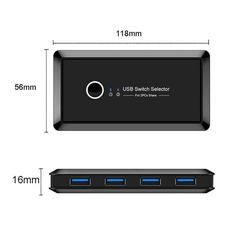 USB 3.0 2.0 KVM Switch 2 Port PCs Sharing 4 Devices 2x4 USB Switcher Selector for Keyboard Mouse Printer Monitor Kvm Switch Hub