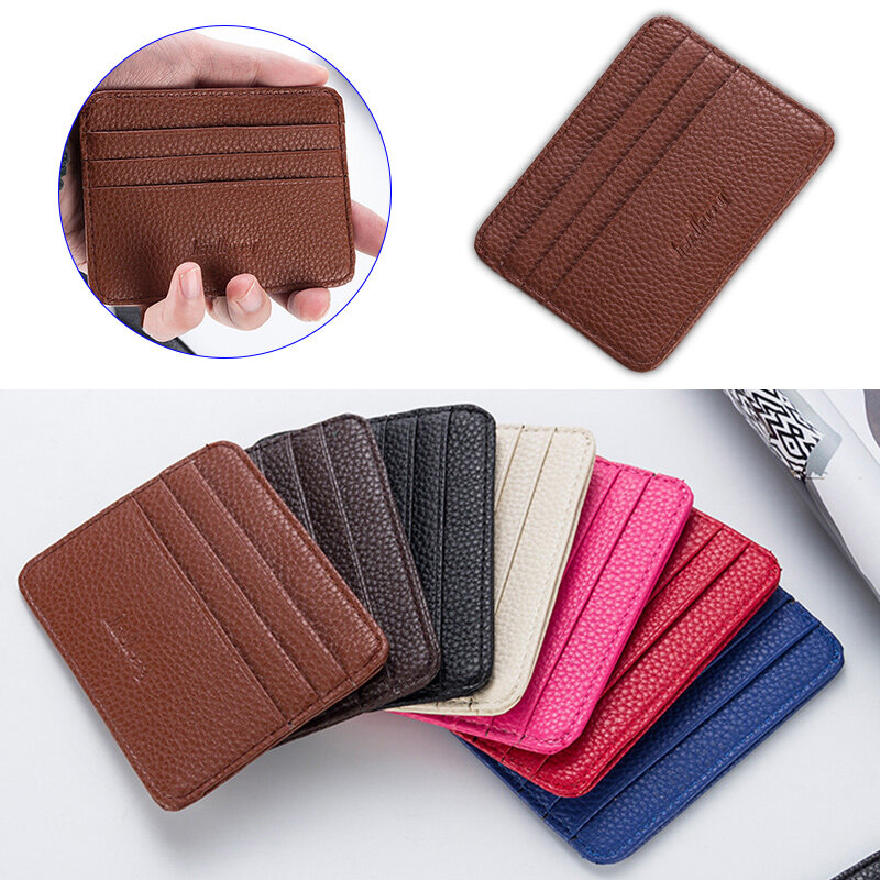 Moda feminina fino minimalista carteira couro plutônio titular do cartão de crédito bolsa curta jan88